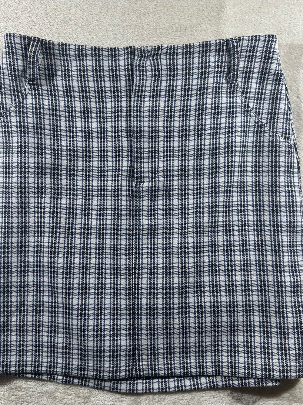 Hollister Navy and White Plaid Mini Skirt